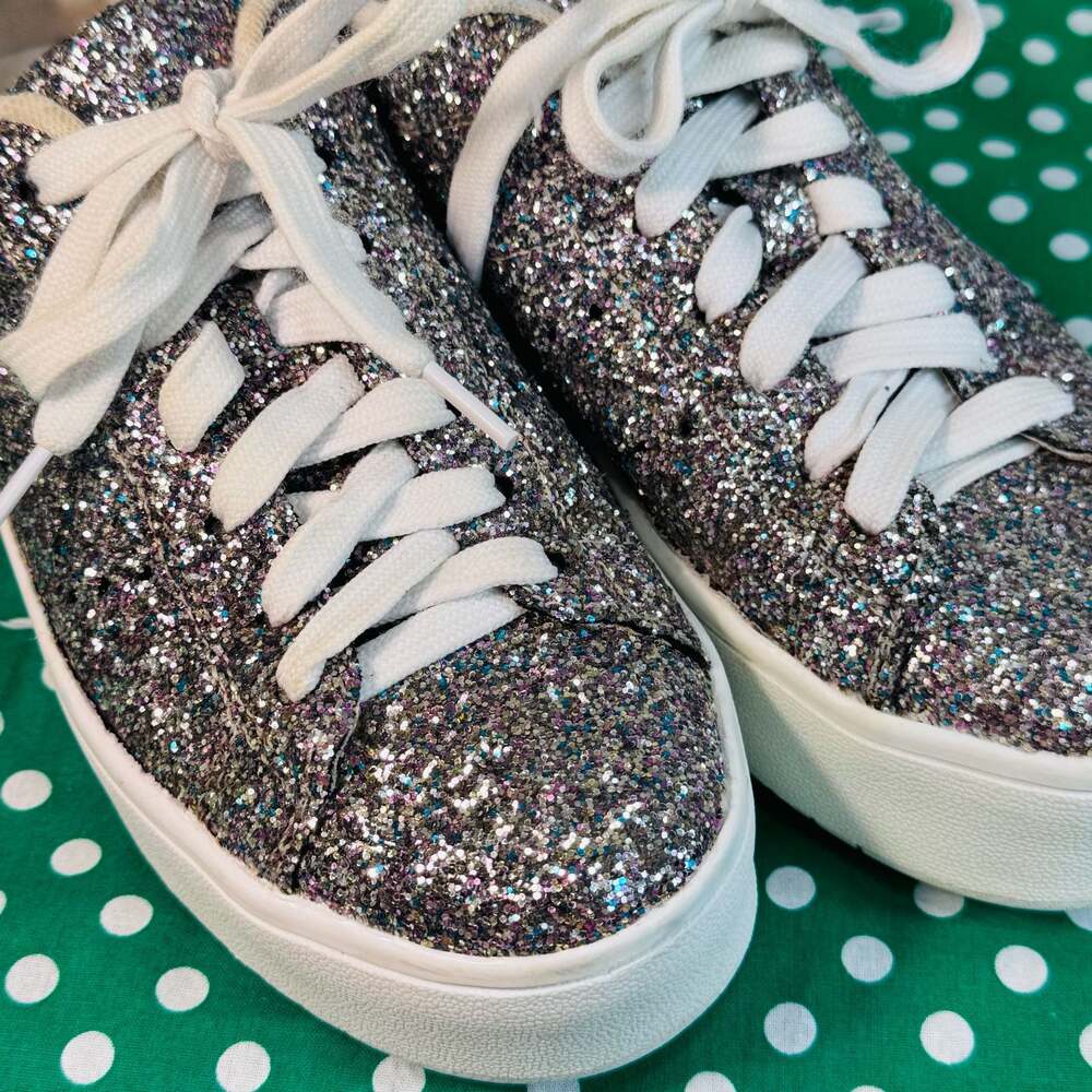 J. Adams Hero Platform Sneakers for Women Glitter Silver 7.5 - Picture 9 of 9